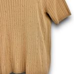 Laura Scott Ribbed Cable Knit Short Sleeve Sweater Mock Neck Camel Tan Large Photo 3