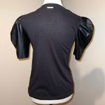 Michael Kors Faux Leather Puff Short Sleeved Black T-Shirt Size XS Photo 3