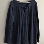 Lane Bryant  Tie Front Long Sleeves Sweater‎ Top Navy Blue Womens Plus Size 14 16 Photo 0
