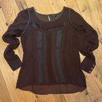 Carlisle  Vtg Sheer Whimsigoth Top w Ruffles w Silk Cami Chocolate Brown Blue 8 Photo 0