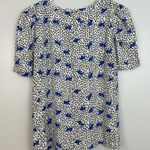 Maje  Lensam Printed Henley V-neck Short Puff Shoulder Blouse Size Small Photo 4