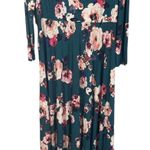 Eliza J Teal Green & Pink Floral Long Sleeve Long Maxi Dress Women Sz 14 Photo 3