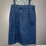 Women’s Denim Overall Dress Medium Button Front Jean Jumper Skirt Casual 34” White Photo 6