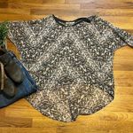 Chloe K Womens Large Sheer High low Gray Print Oversized Top Shirt Blouse Photo 0