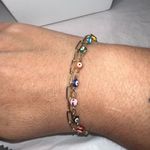 Gold Tone Paperclip and Evil Eye Bead Adjustable Bracelet Photo 3