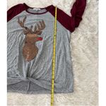 Moa Moa Woman 1X Christmas Reindeer Sequin Red Nose Raglan Long Sleeve Top NWT Photo 4