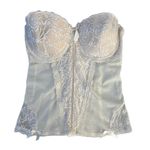 Vintage Black Fuchsia Secret Lace Floral Cream Lace Corset Bustier Lingerie Top White Size 34 D Photo 0