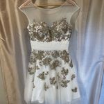 Jovani White and Gold Embellished Dress Bridal Engagement Prom Black Tie size 4 Photo 3