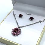 Charter Club  Mixed Stone Flower Pendant Necklace & Earrings in Silver-Tone NEW Photo 2