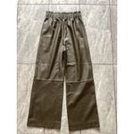 Avec Les Filles  Faux Leather Wide Leg Pants Olive Green Elastic Waist Size XS Photo 2