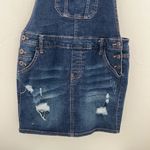 Wax Jean Denim jumper Dress MEDIUM Dark Blue Distressed Front Pocket Photo 3