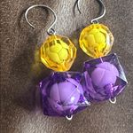 Handmade Yellow & Purple Beaded Earrings Photo 1