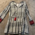 ZARA Trafaluc Dress Womens Sz M Checkered Plaid Embroidered Drop Waist Mini Red Photo 3