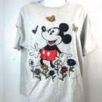 Disney  Mickey Mouse XL Embroidered Tee Top in Heather Gray Photo 0
