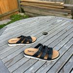 Born Daisy Puffy Leather Strap Black Slip On Sandals Shoes Women’s Size‎ 9 Photo 1