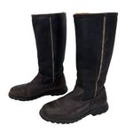 UGG  Women's Brooks Tall Boots Brown Black Leather Shearling Round Toe Size 7 Photo 3