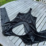 Victoria's Secret M/L CRUSHED VELVET BODYSUIT medium large black long sleeve Photo 10