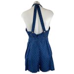 Free People  Take Me Somewhere Blue Sleeveless Denim Cutout Tie-Front Romper Sz M Photo 1