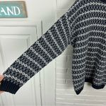 Vintage LizWear Cotton Navy White Patterned Knit Sweater Size L Blue Size L Photo 3
