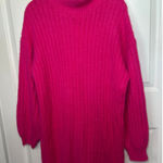 NWT Anthropologie Flat White Pink Fuzzy Turtleneck Long Sleeve Sweater Dress XL Photo 0