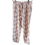 Zuda Women's Stretch Linen Jogger Pants Beige Print Size Medium NWOT White Photo 1