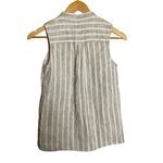Billy Reid Linen Blend Stripe Button Up Sleeveless Tank Top Photo 1
