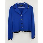 St. John  Collection Blazer Jacket Women's Size 12 Blue Gold Hardware Knit USA Photo 3