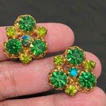 Vintage Peridot & Emerald Austrian Crystal Ornate Gold Photo 5