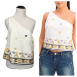Free People NWT  Bali Baby Asymmetrical Tank - Ivory Combo - Medium Photo 1