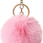 Keychain Bag Charm Pom Pom Fluffy Faux Fur Ball Pink Photo 0
