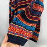 Vintage Multicolor Patterned Sweater fair isle stripe textured chunky knit Red Size M Photo 7