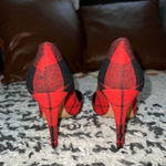 Alice + Olivia  Red & Black Plaid Pumps - Size 37.5 Photo 5
