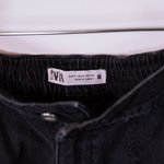 ZARA Cotton Barrel Leg Ankle Cinch Cargo High Waisted Jeans Denim Pants Black S Photo 2