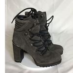 DKNY  Women Suede Platform tie up Ankle Booties Sz 8 Gray NWOT Flawed * BikerCore Photo 5