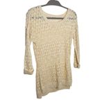 Pink Rose  Cream‎ Crochet Scoop Neck Pullover Sweater Womens Large Feminine Boho Photo 2