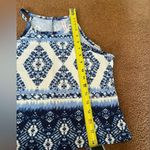 Sweet heart blue and white tribal print tank halter top M Size M Photo 2