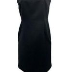 Talbots ‎ Petites Black Sleeveless Satin Dress Size 8P Square Neck Photo 0