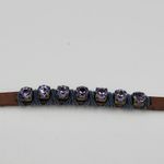 Boho Leather Bracelet Purple Gemstone Cord Wrap Rhinestone Brown Stone Photo 4