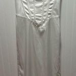 Pearl embellished strapless corset white midi dress side zip back tie sz s Photo 0