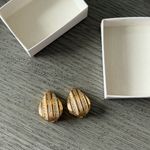 Christian Dior  Vintage Statement Oval Rhinestone Gold Stud Earrings Clip Ons Photo 2