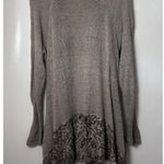 Tempo Paris Temp Paris Sweater Asymmetric Tunic Lace Brown Boho Lagen Witchy Artsy Fairy L Photo 1
