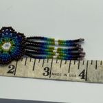 Beaded Dangle Drop Earrings Seed Bead Black Blue Green Boho Handmade Photo 5