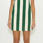 SIMON MILLER Sahara Striped Denim Dress in Gummy Green Ecru Mini size Medium Photo 0