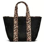 Victoria's Secret VS  Leopard Mesh Tote Top Zip Closure Bag Black NEW Photo 1