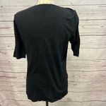 Kenar  large black‎ t shirt with buttons on shoulders and white edging Photo 1