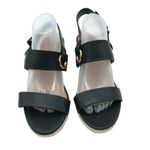 Comfortview  Lilou Sandals Wedge Heel Slingback Faux Leather Black 11M Photo 1