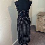 Bershka Midi polka dot knotted front, thigh split, cut out back spaghetti strap dress Photo 3