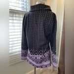 Talbots  Womens L Sweater Pullover Snowflakes Black Purple Shawl Neck Photo 1