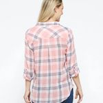 Kut From The Kloth Florence Blouse Women's Small Pink Gray Plaid Long Sleeve Photo 1