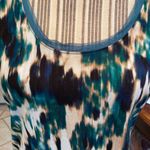 Vera Wang Simple lightweight scoop neck aqua,tan,blue & black color dress size M Photo 2